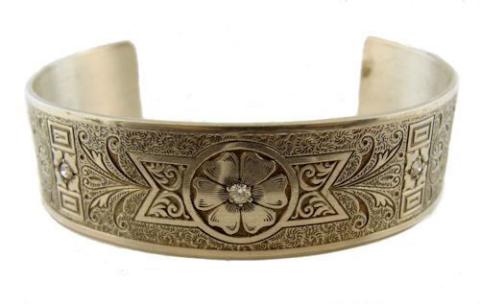 Diamond Engraved Floral Cuff B...